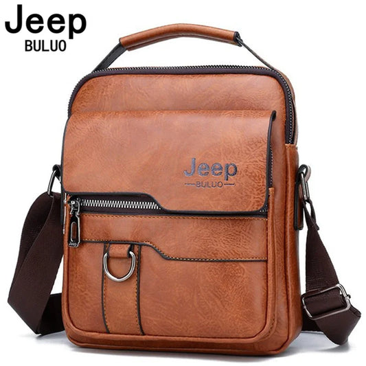 JEEP BULUO Men's Leather Messenger Bag – Stylish & Durable Business Casual Crossbody Handbag