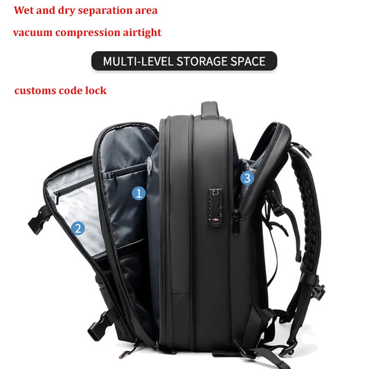 Men's Multi-Functional Travel Backpack - 17" Laptop, Business, School, and Hiking with Vacuum Compression & Large Capacity
