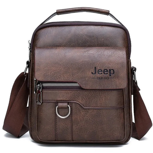 JEEP BULUO Men's Leather Messenger Bag – Stylish & Durable Business Casual Crossbody Handbag