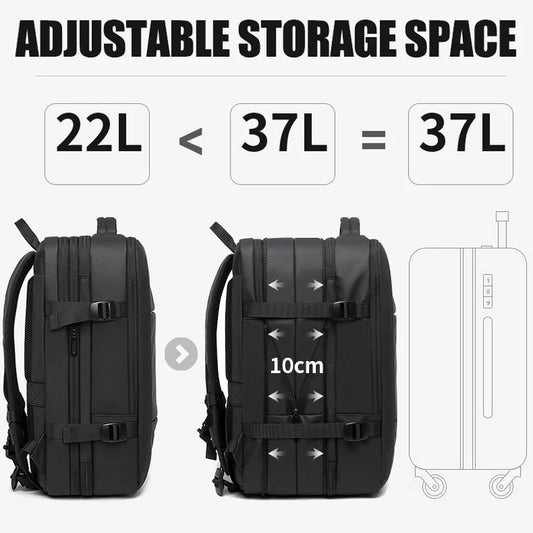 BANGE Expandable Men's Laptop Backpack – Waterproof, Large Capacity Hiking & Travel Bag for Men