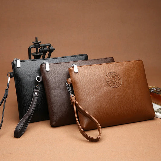 Men's Business Clutch Wallet – Elegant PU Leather Wristlet for Stylish & Practical Use